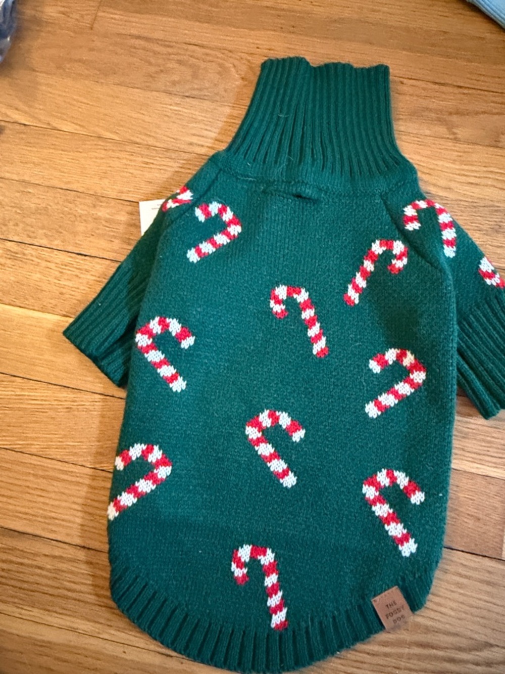Green Candy Cane Knit Pet Sweater NWT - from the Foggy Dog